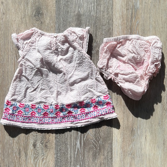 Vineyard Vines 6-12 Months Baby Girl Pink Seersucker Dress with Diaper Cover - Picture 3 of 5